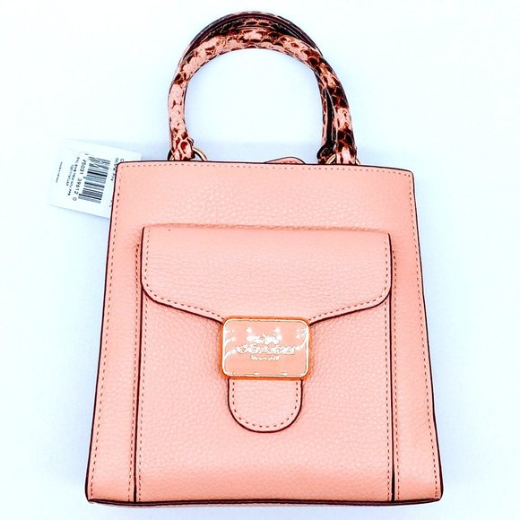 Coach Handbags - NWT Coach Pink Shell Pepper Leather Crossbody Satchel Bag Snake Embossed C6779